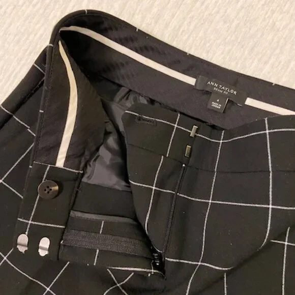 Ann Taylor B/W Windowpane Pants - Picture 3 of 4
